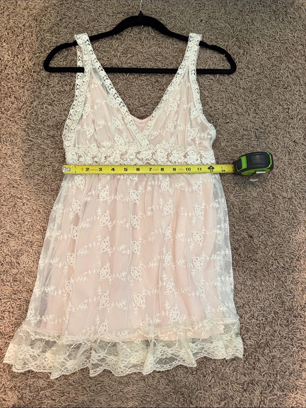 Beautiful Lace-Trim Sheer Chemise in Cream over a perfectly matched Express Tank - Picture 6 of 8